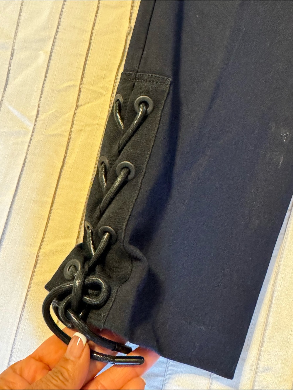 rag & bone Black Lace-Up Hem Women's Pants - Picture 2 of 6